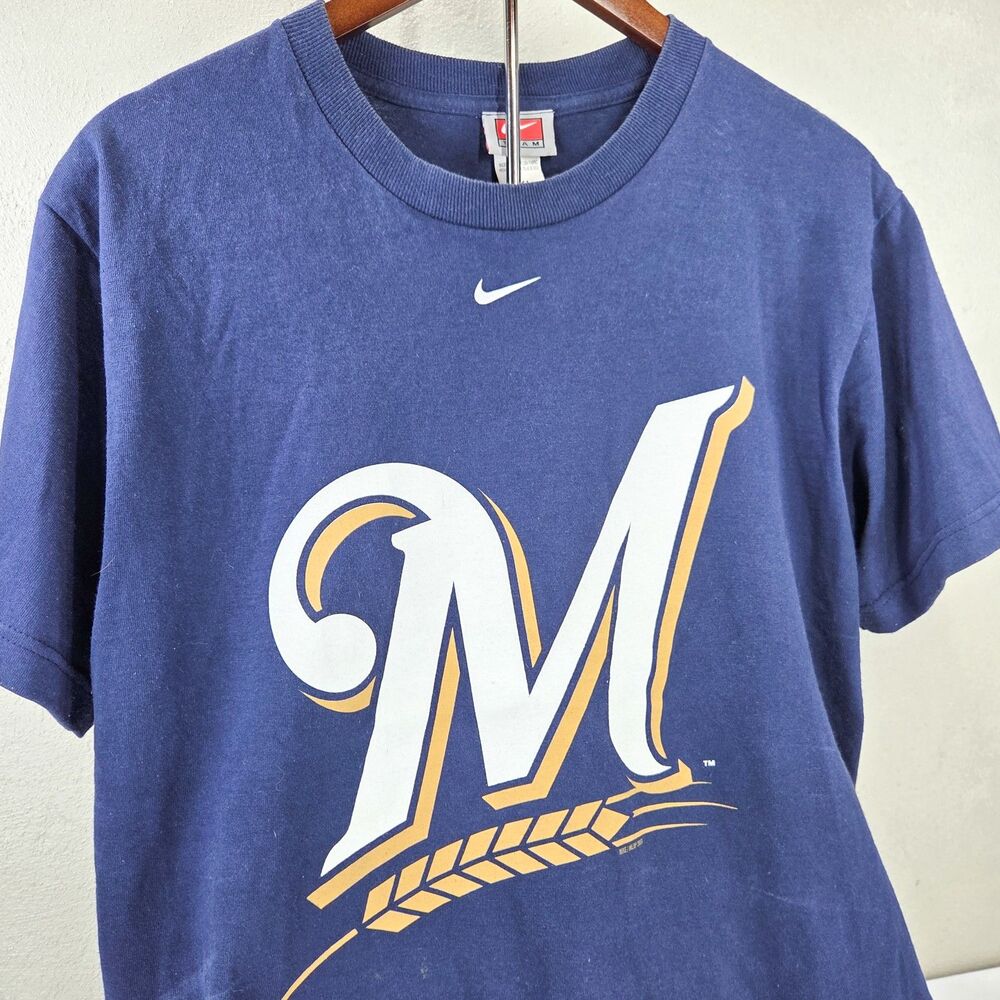 Vintage Y2K Nike Team Milwaukee Brewers Center Swoosh Shirt Sz XL